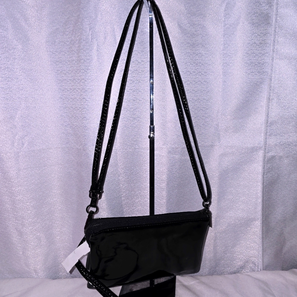 Jen & Co Patenf Leather T Divider Sm. Aa Elegant Black Women's Bag